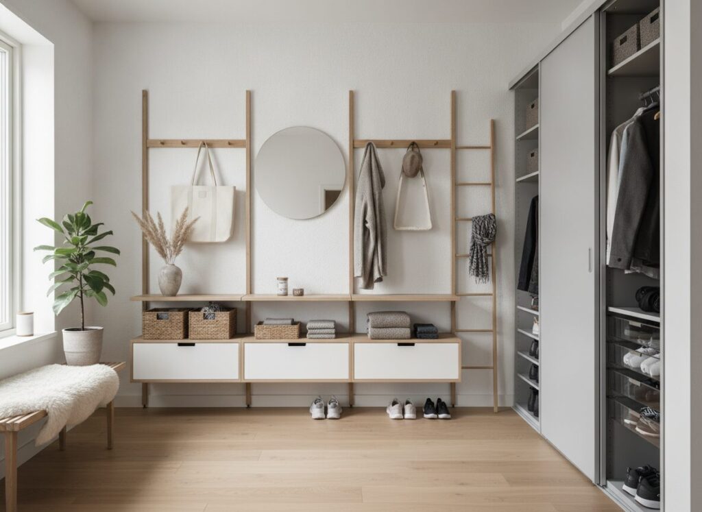 Multifunctionele hal inrichten met slimme Scandinavische opberging Multifunctionele hal inrichten met slimme Scandinavische opberging