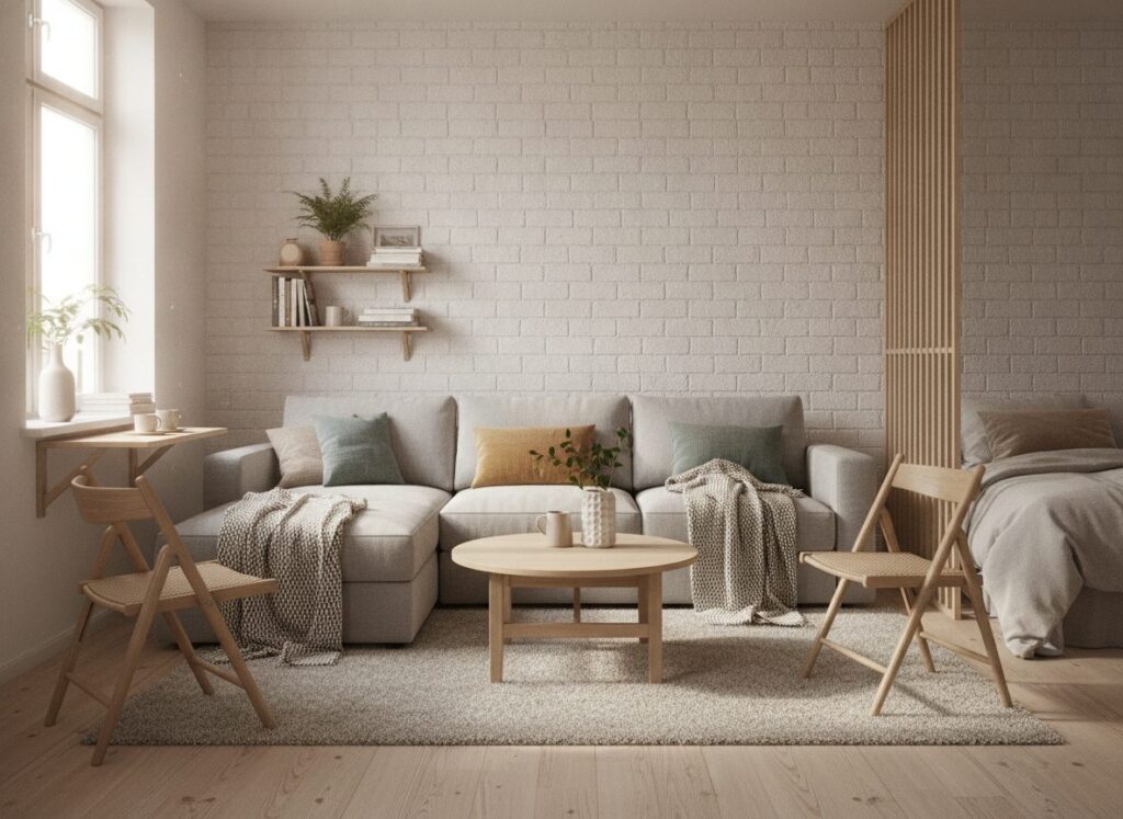Scandinavisch wonen in een klein appartement met flexibele meubels Scandinavisch wonen in een klein appartement met flexibele meubels