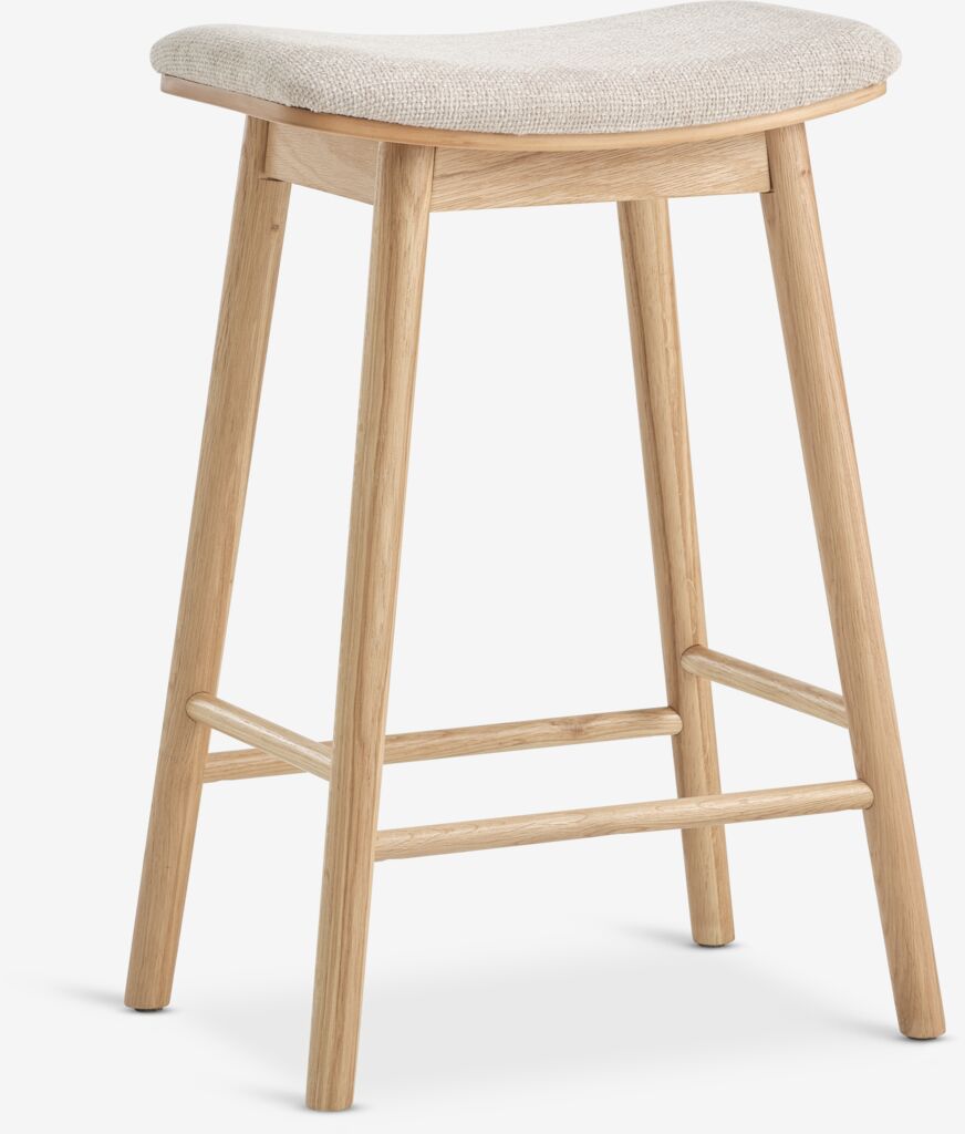 Barkruk SALSMOSE beige stof/naturel eiken van JYSK