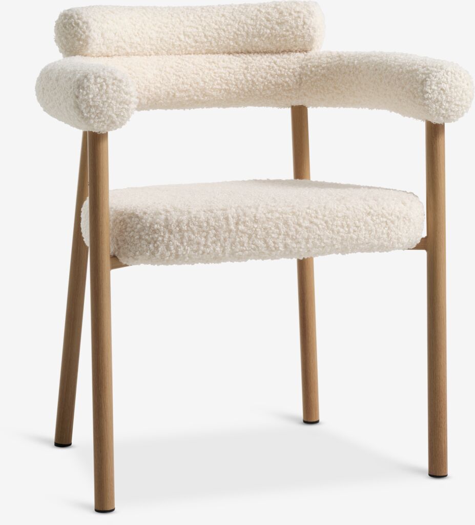 Eetkamerstoel BREUM off-white stof/naturel eiken kleur van JYSK