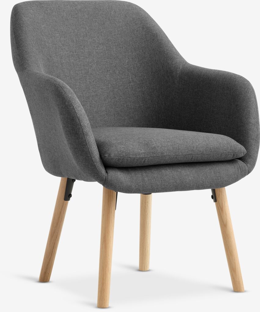 Fauteuil UDSBJERG grijze stof/eiken van JYSK