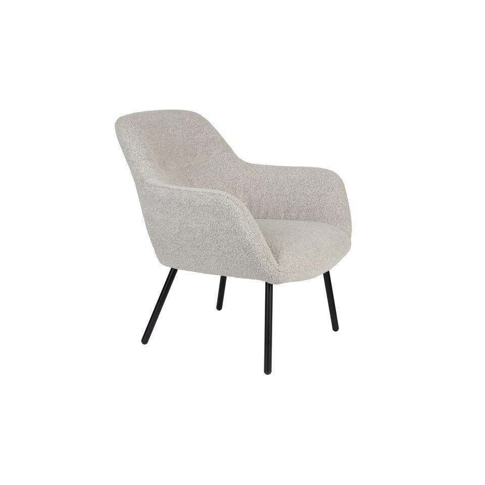Housecraft Dude Loungestoel/ Fauteuil Bouclé stof Beige/ Wit van Leen Bakker