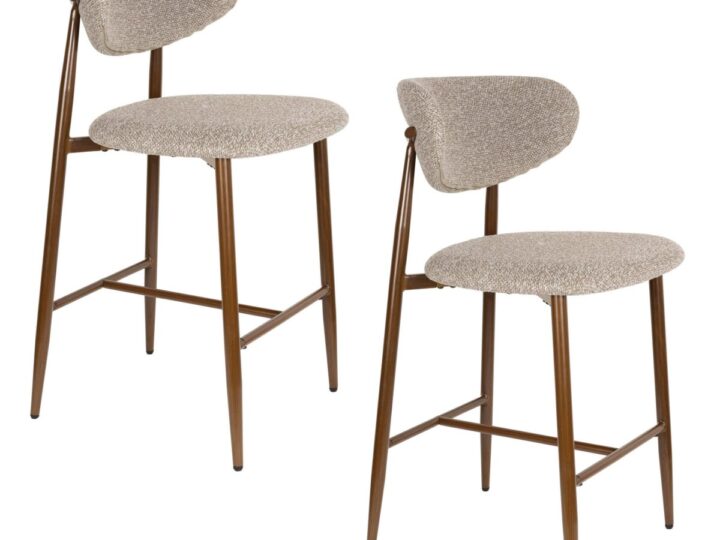 Housecraft Living Noor Barkrukken rugleuning 66 cm Taupe - Set van 2 van wehkamp