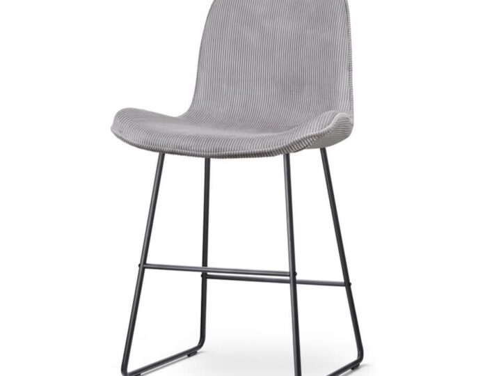 Nolon Nino-Fé Barkruk Ribstof Warm Grijs - Zwart Onderstel - 65 cm van Leen Bakker