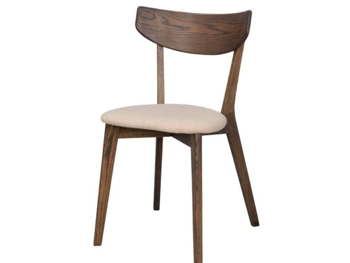Rowico Home Ami Houten Eetkamerstoel Donker Eiken - Beige Zitkussen van Leen Bakker