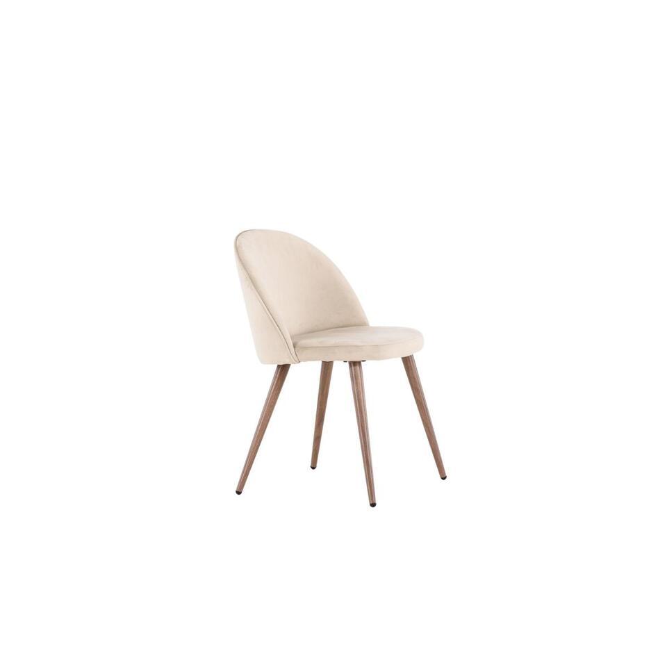 Svea - Zako eetkamerstoel - met naturel poot - velvet - beige van Leen Bakker