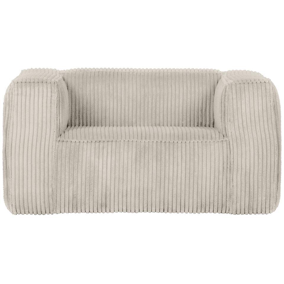 WOOOD Bean Fauteuil - Grove Ribstof - Naturel - 74x146x98 van Leen Bakker