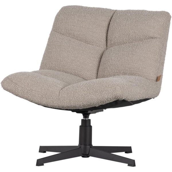 WOOOD Vinny Draaifauteuil - Bouclé - Zand - 80x75x75 van Leen Bakker