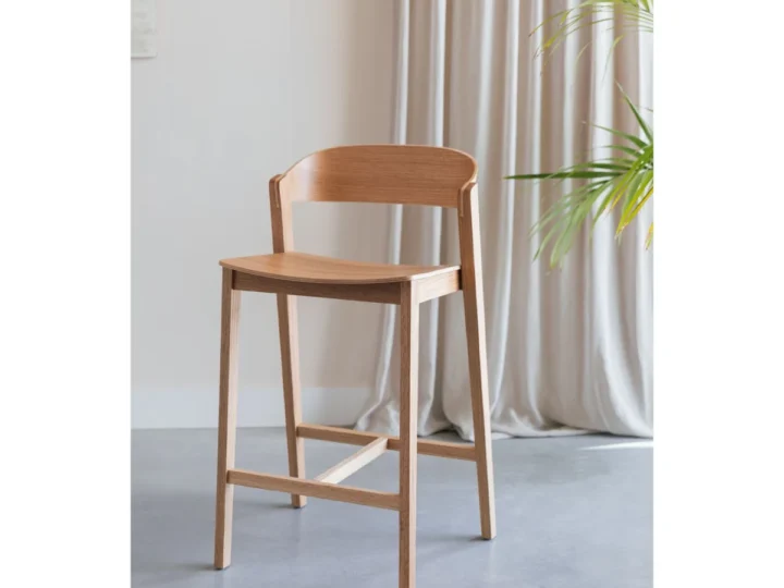Wooz Barkruk met Rugleuning 65 cm Eikenhout Naturel van fonQ